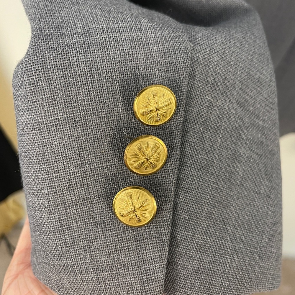 London Fog Mens Blazer 44R Gray Two Button Gold Accents Classic Made‎ in USA - Picture 8 of 11